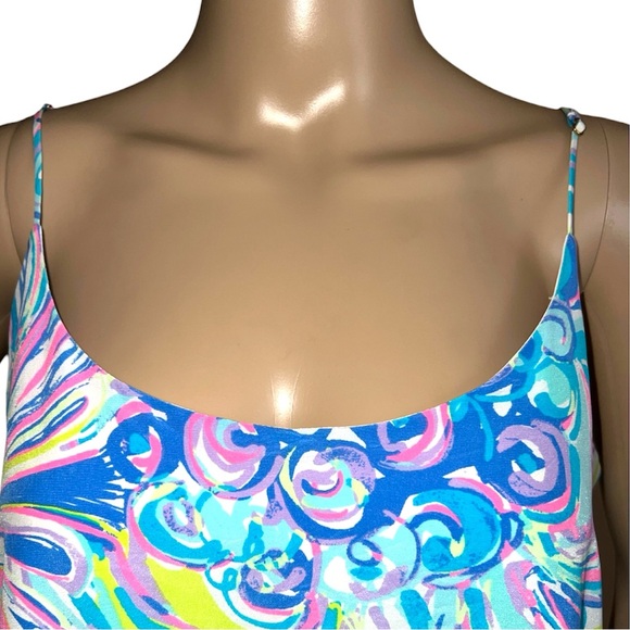 𝐋𝐈𝐋𝐋𝐘 𝐏𝐔𝐋𝐈𝐓𝐙𝐄𝐑 | SILK RUFFLE HEM COLORFUL DRESS - Picture 5 of 9